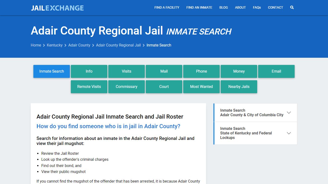 Inmate Search: Roster & Mugshots - Adair County Regional Jail, KY